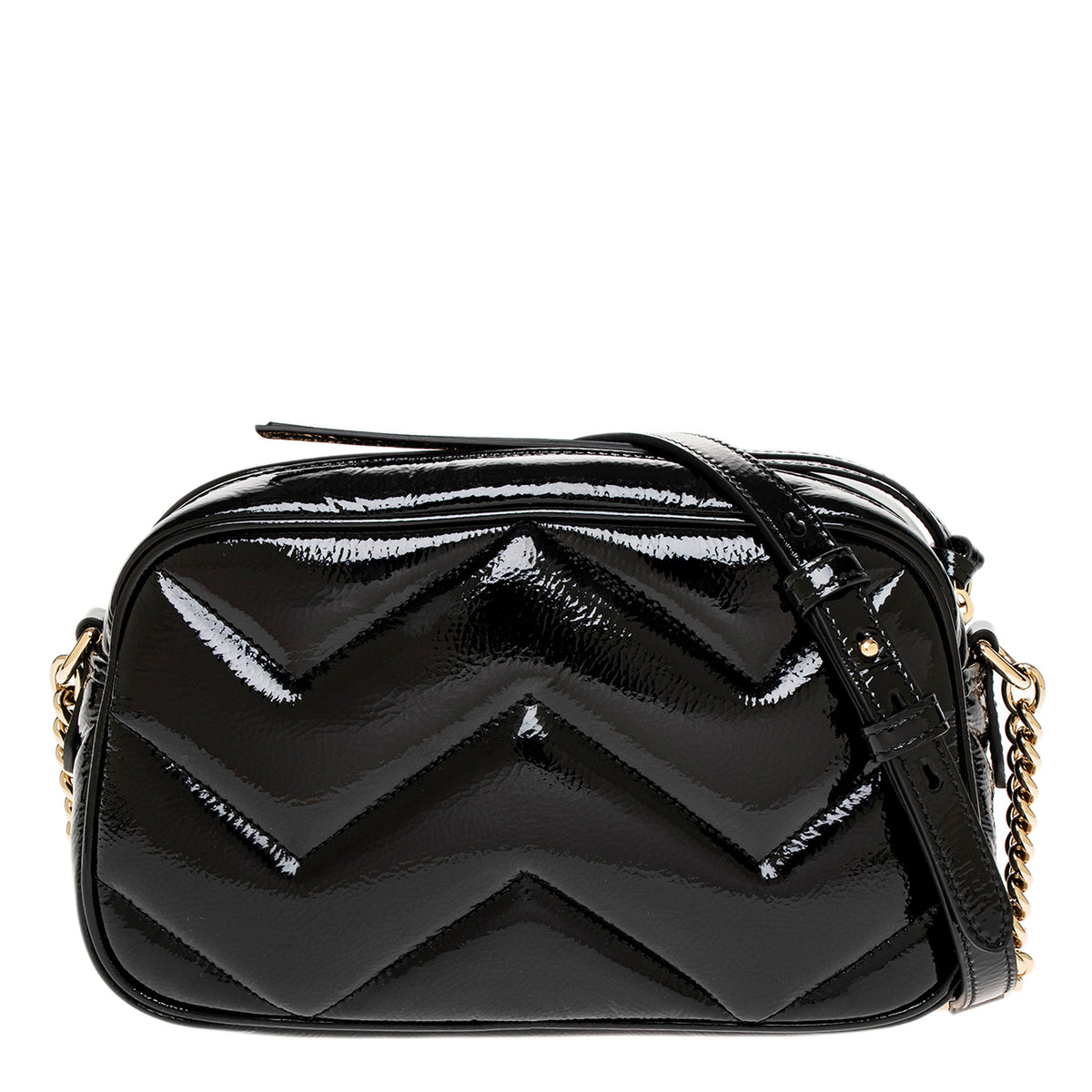 Black Patent Small GG Marmont Shoulder Bag