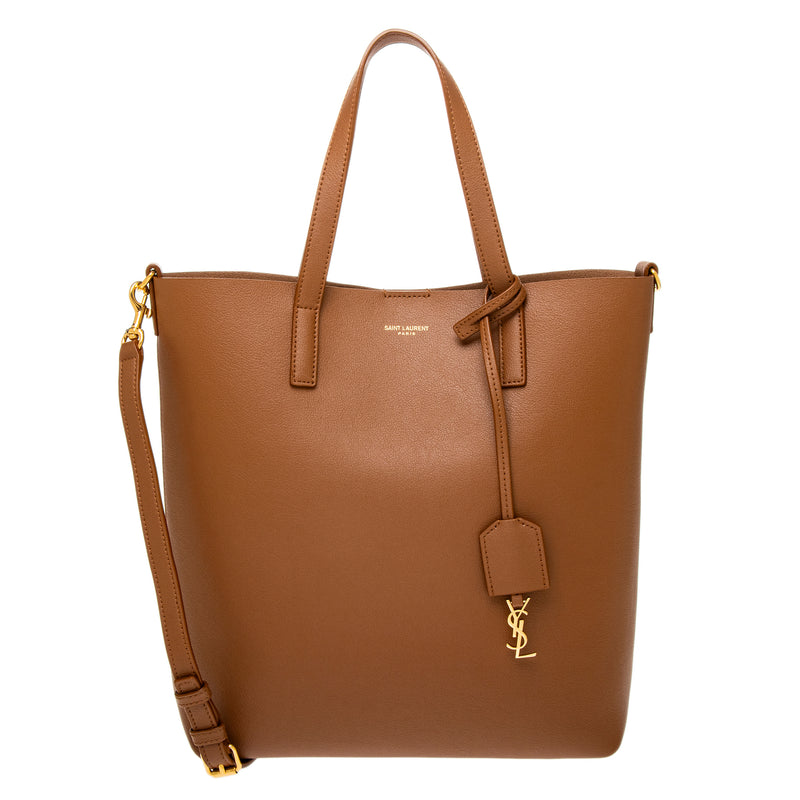 Brick Leather North South Shopping Tote