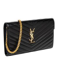 Black Quilted Lambskin Cassandre Chain Wallet