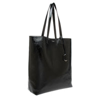 Black Crinkled Leather Bold Shopping Bag