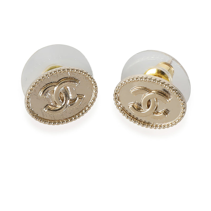 Gold Plated Small CC Oval Stud Earring