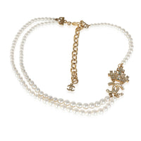 2021 Faux Pearl & Strass CC Yellow Gold Plated  Necklace