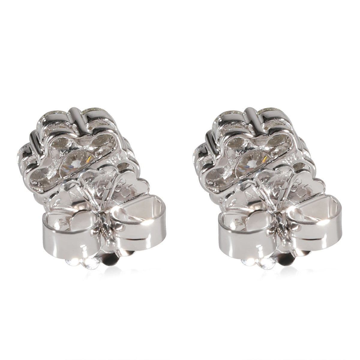 Diamond Cluster Earrings in 14K White Gold 1.37 CTW