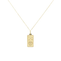 Cancer Zodiac Dog Tag Necklace in 14K Yellow Gold