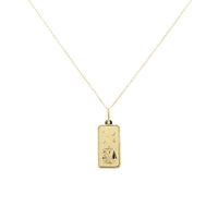 Libra Zodiac Dog Tag Necklace in 14K Yellow Gold