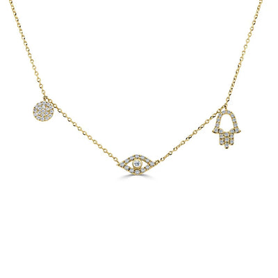 Diamond Evil Eye Charm Necklace in 14K Yellow Gold (0.23 CTW)