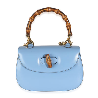 Blue Boarded Dyana Lux Calfskin Web Small Bamboo 1947 Top Handle Bag