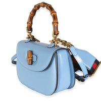 Blue Boarded Dyana Lux Calfskin Web Small Bamboo 1947 Top Handle Bag