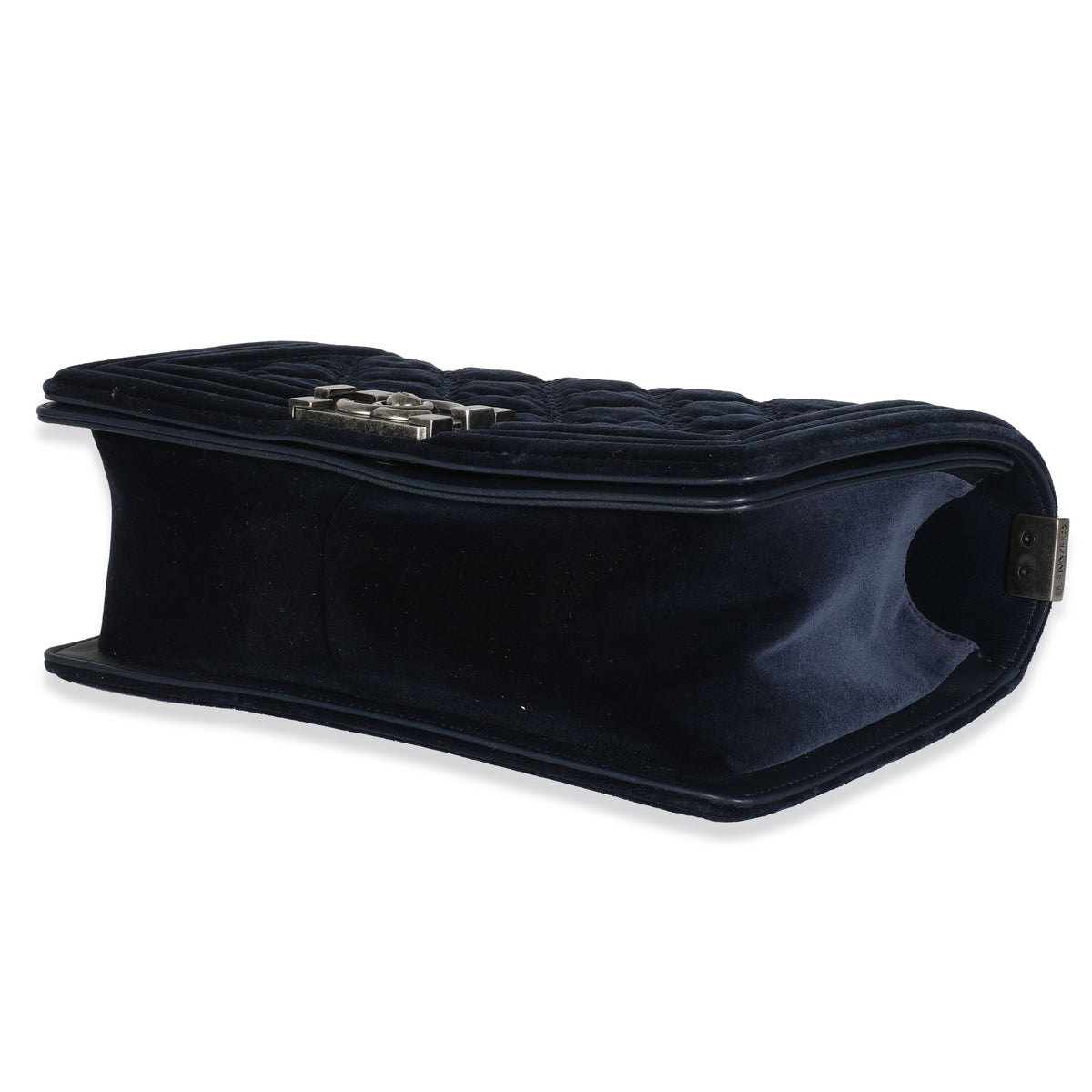 Navy Quilted Velvet Old Medium Boy Bag