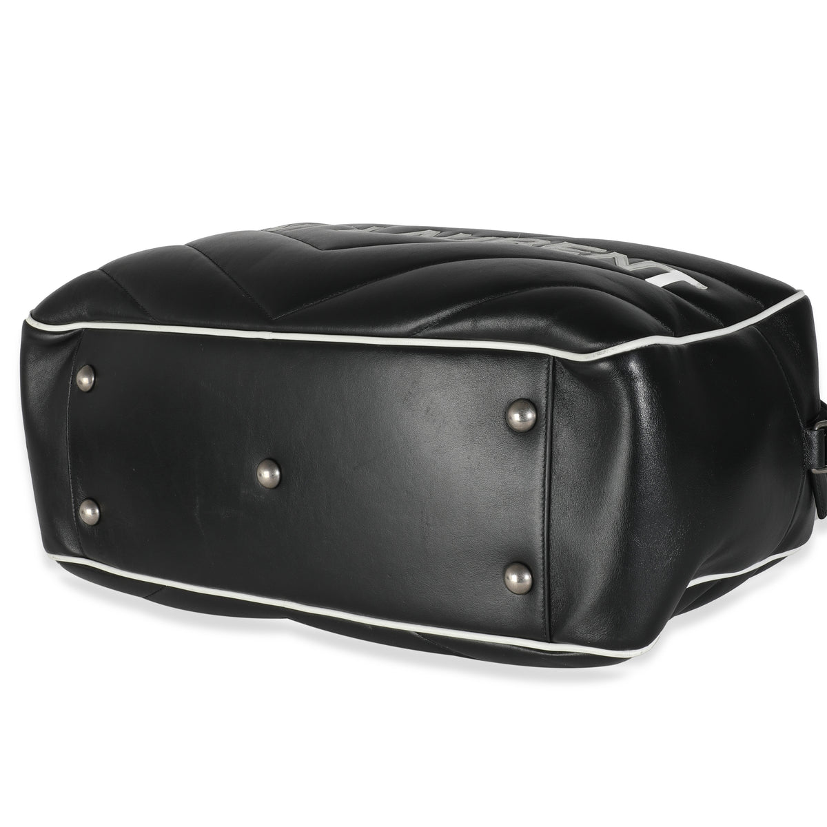 Black Calfskin Medium Miles Logo Bowler Duffle Bag