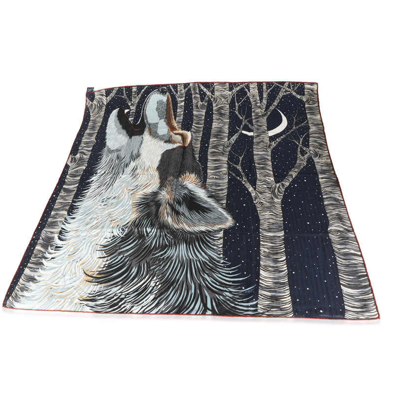 Marine Anthracite Gris Cashmere Silk Awooooo Scarf 100