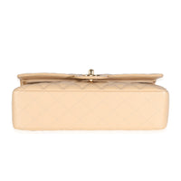 Beige Quilted Caviar Medium Classic Double Flap Handbag