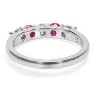 BRAND NEW Diamond & Ruby 5-Stone Band in 14K White Gold (0.62 CTW)