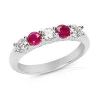 BRAND NEW Diamond & Ruby 5-Stone Ring in 14K White Gold (0.46 CTW)