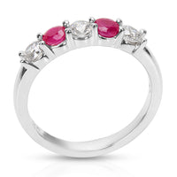 BRAND NEW Diamond & Ruby 5-Stone Ring in 14K White Gold (0.46 CTW)