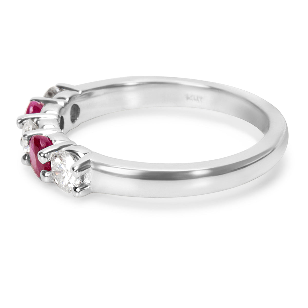 BRAND NEW Diamond & Ruby 5-Stone Ring in 14K White Gold (0.46 CTW)