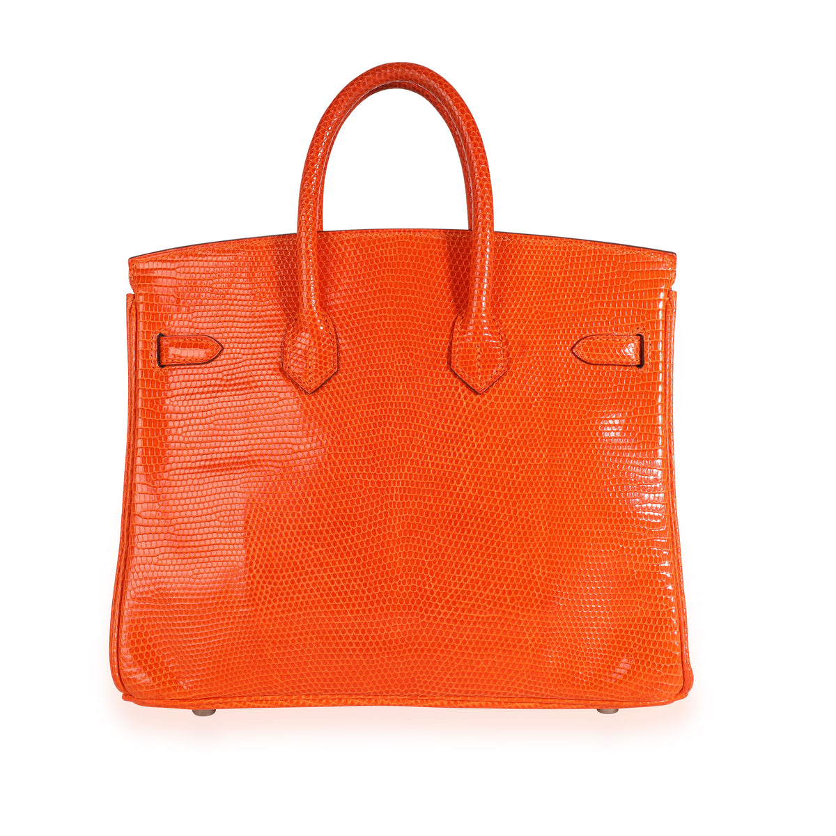 Hermès Tangerine Shiny Lizard Birkin 25 PHW