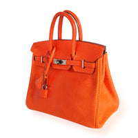 Hermès Tangerine Shiny Lizard Birkin 25 PHW