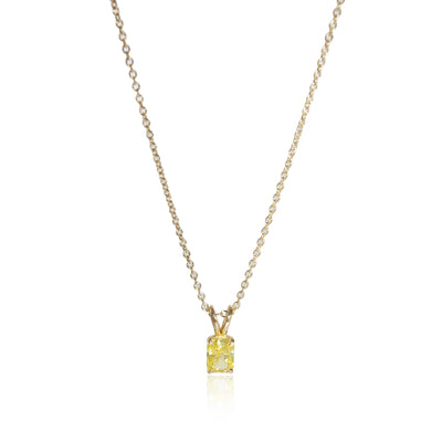 Fancy Vivid Yellow Radiant Diamond Pendant in 14K Yellow Gold VS2 0.74 CTW