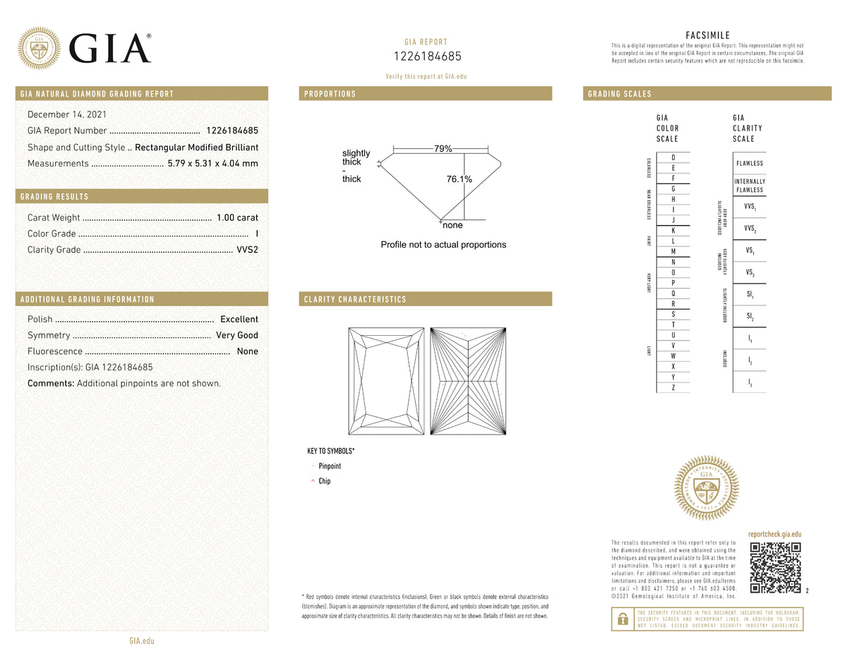 GIA Certified 1.00 Ct Princess cut I VVS2 Loose Diamond