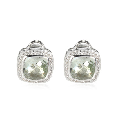 David Yurman Albion Prasiolite Diamond Earrings in  Sterling Silver 0.47 CTW