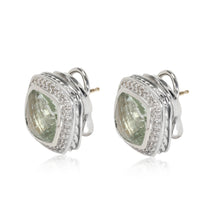 David Yurman Albion Prasiolite Diamond Earrings in  Sterling Silver 0.47 CTW