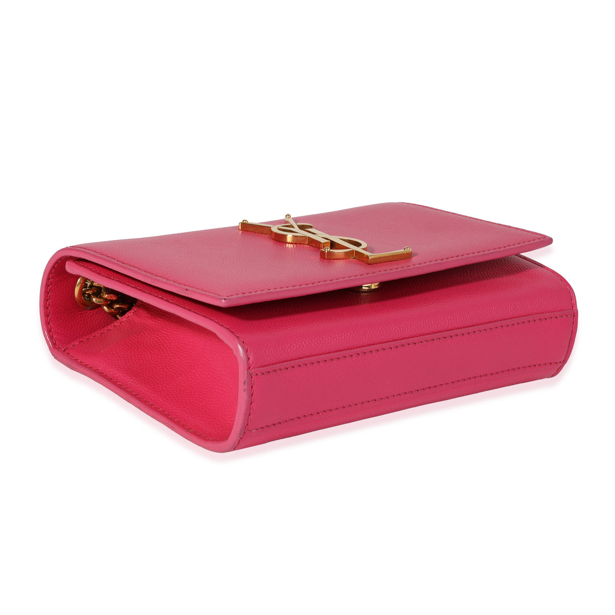 Hot Pink Grain De Poudre Small Kate Chain Bag