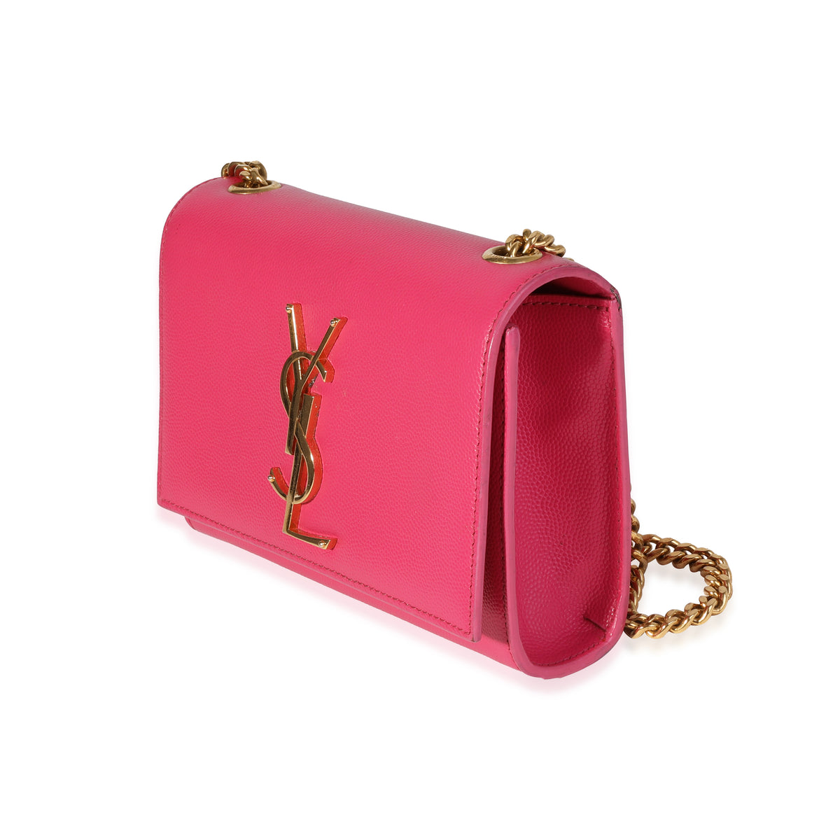 Hot Pink Grain De Poudre Small Kate Chain Bag