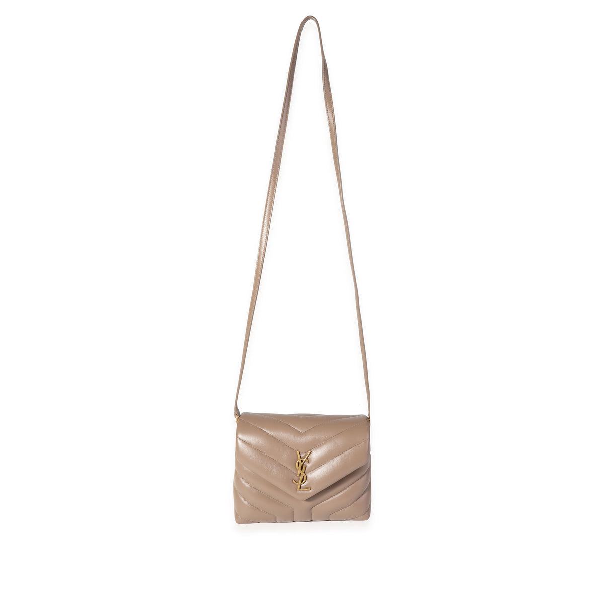 Saint Laurent Taupe Matelassé Leather Loulou Toy Bag