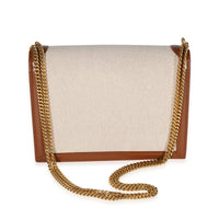 Saint Laurent Beige Canvas & Brown Box Leather Medium Cassandra Chain Bag