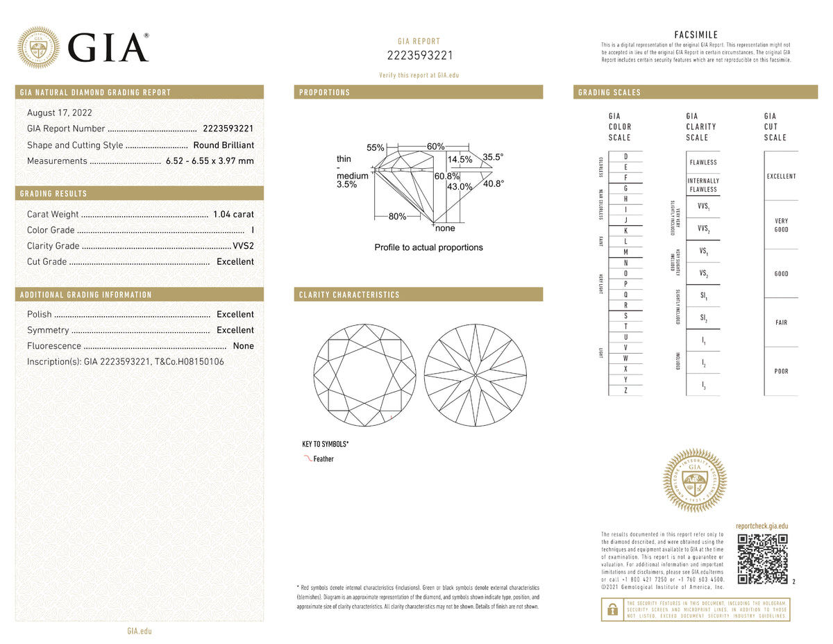 GIA Certified 1.04 Ct Round cut I VVS2 Loose Diamond